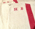 French Vintage Red-Striped Linen Kitchen Towels, c.1920s, Single/One Stripe, Large