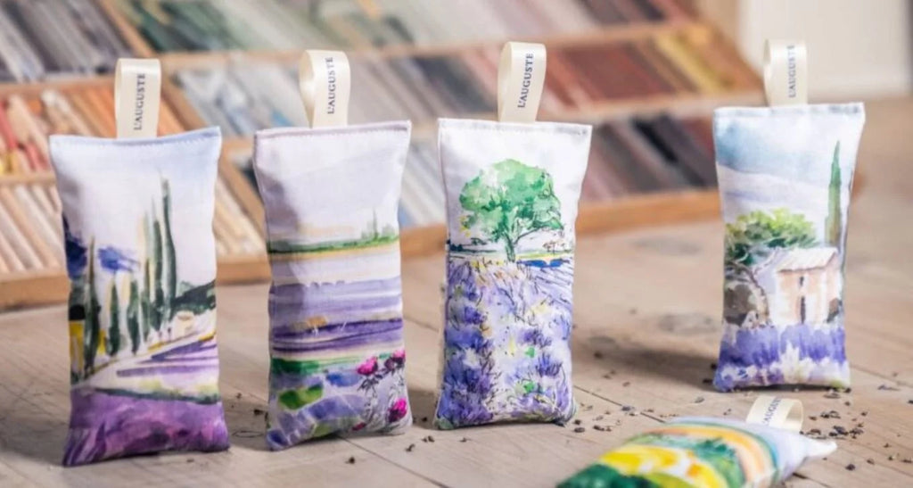 French Organic Lavender Sachets, NEW Designs - Handmade from original artwork