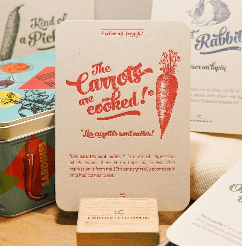 Two new sets!  Quirky French Sayings with Vintage French Engravings, 6 Cards - Handmade in Paris