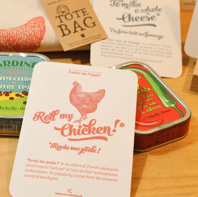 Two new sets!  Quirky French Sayings with Vintage French Engravings, 6 Cards - Handmade in Paris
