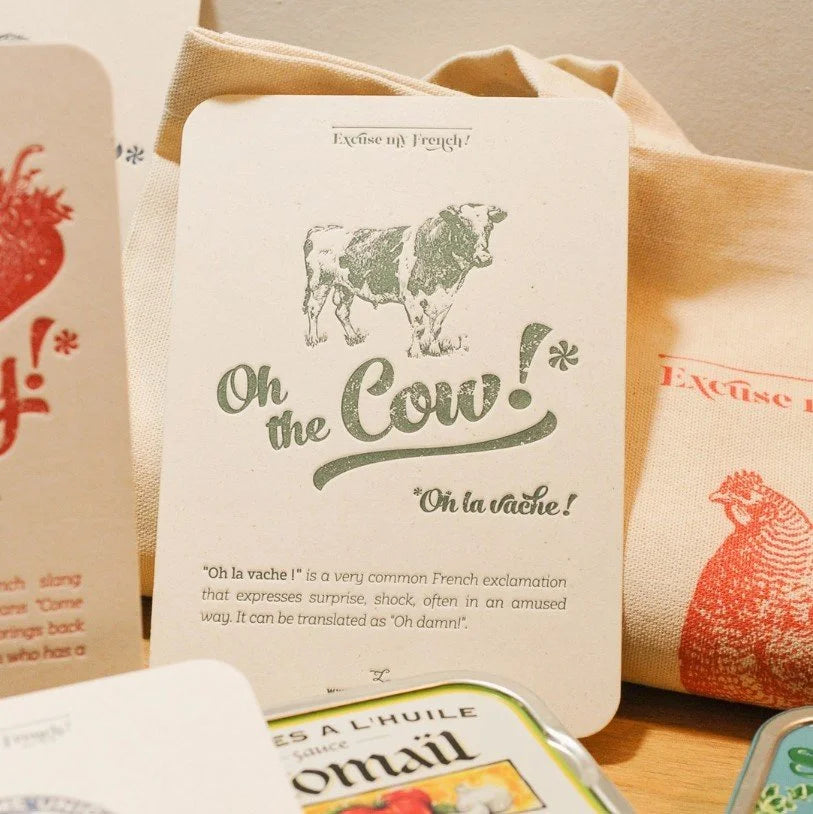 Two new sets!  Quirky French Sayings with Vintage French Engravings, 6 Cards - Handmade in Paris