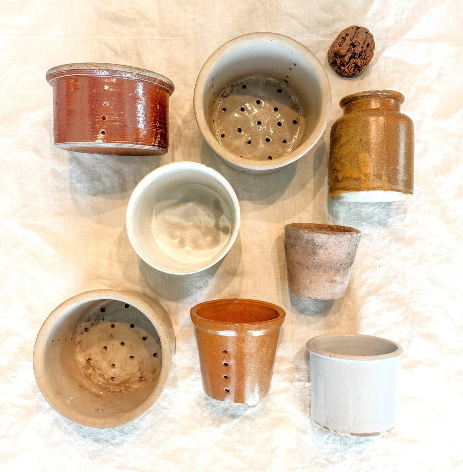 Vintage Earthenware Cheese Strainers - NEW Medium