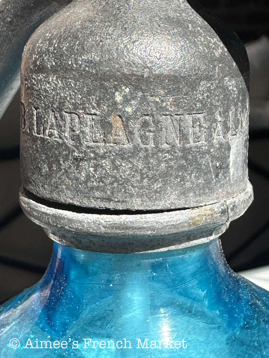 Beautiful French Vintage Blue Glass Siphon Bottle - B. Laplagne