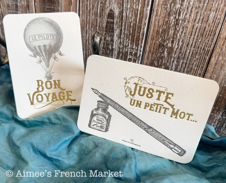 50% off - Greeting Cards with Vintage French Engravings, Set of 4  - Handmade in Paris