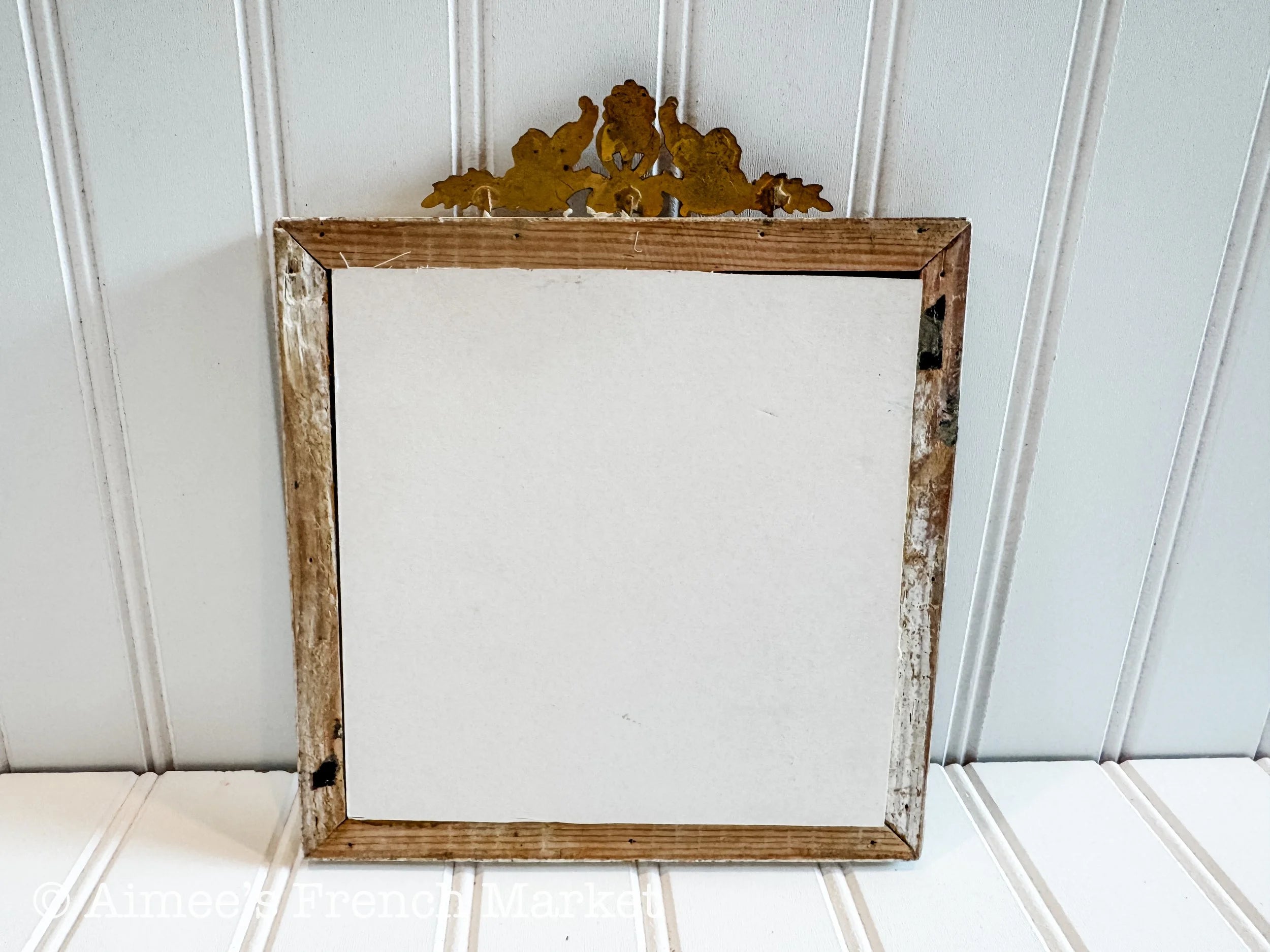 Antique French Photo Frame, Louis XVI Style Round Portrait Frame, Silk Mat Ormolu Mounts, Small, c. 1880s