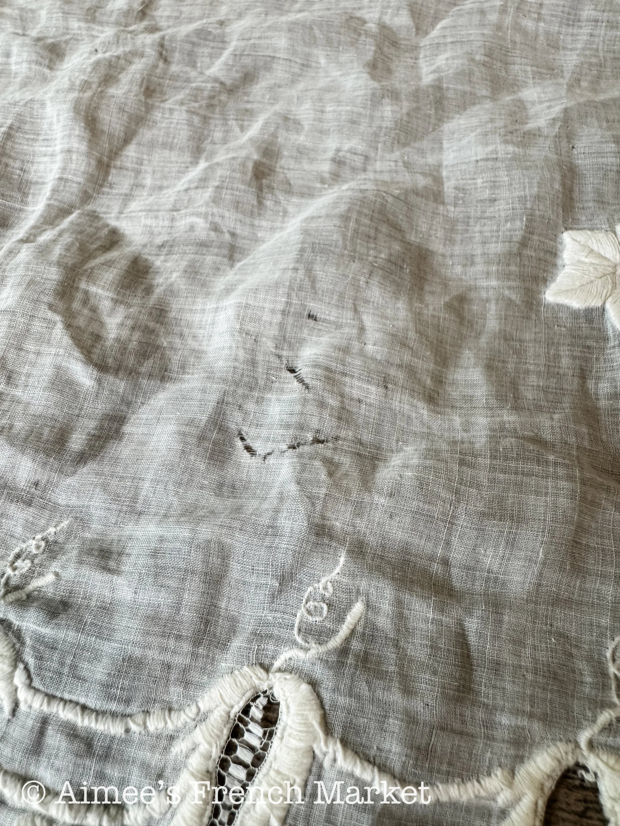 Vintage Elegance: Antique French Handmade Handkerchief, great for bride