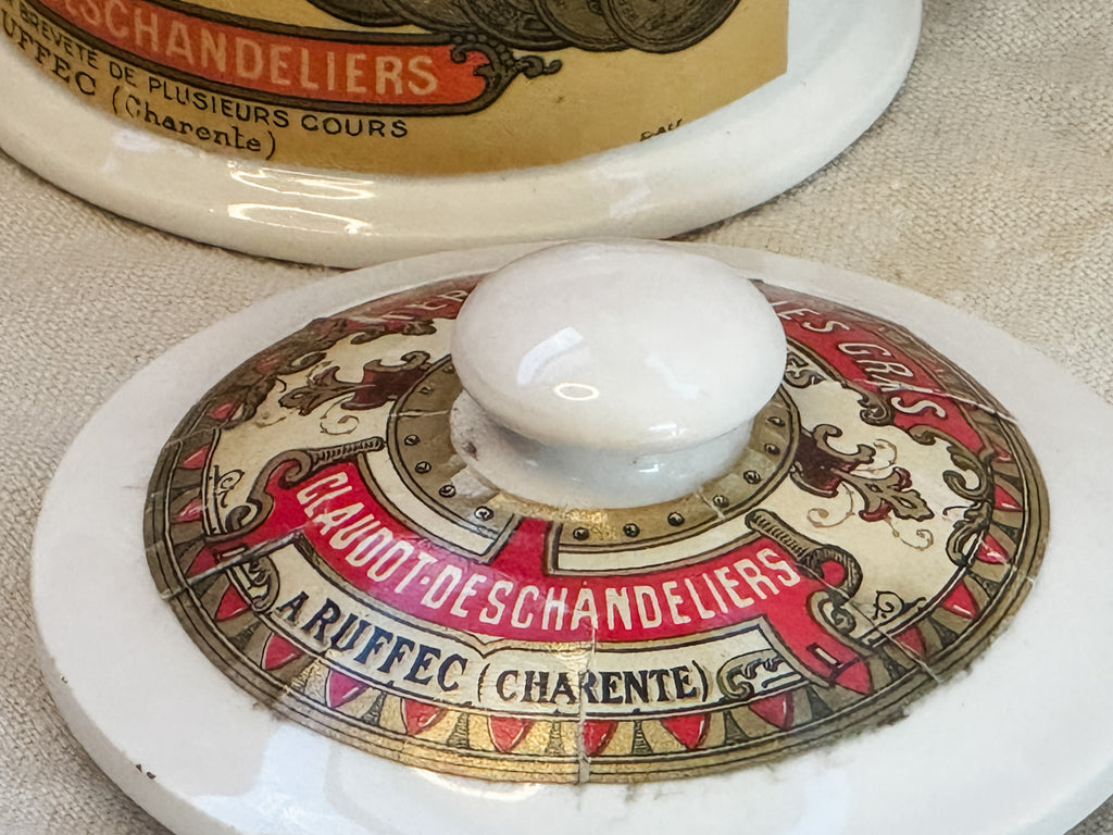 Antique French Foie Gras Terrine Pots, Claudot-Deschandeliers Ruffec Charente, c.1890–1920