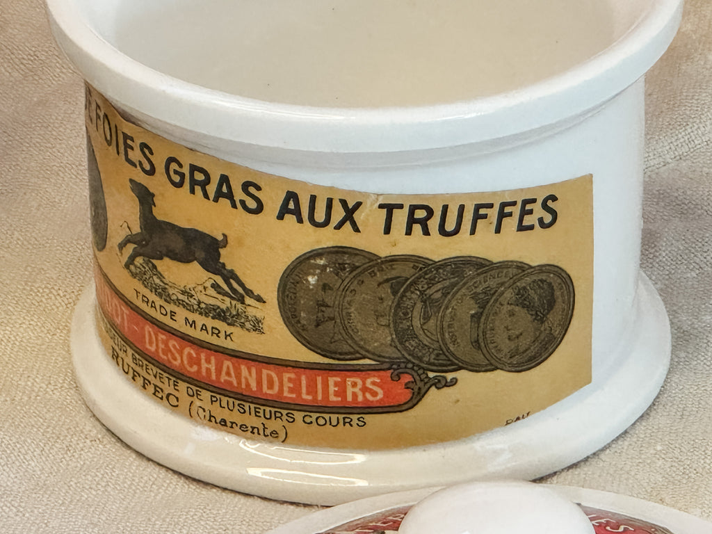 Antique French Foie Gras Terrine Pots, Claudot-Deschandeliers Ruffec Charente, c.1890–1920