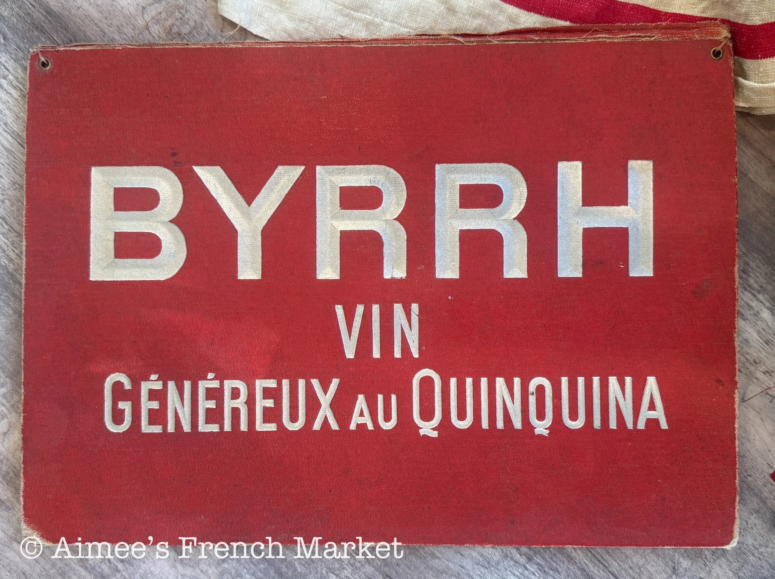 Antique French Byrrh Advertising Display Card c.1900, Belle Époque Aperitif Art