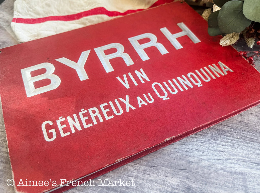 Antique French Byrrh Advertising Display Card c.1900, Belle Époque Aperitif Art