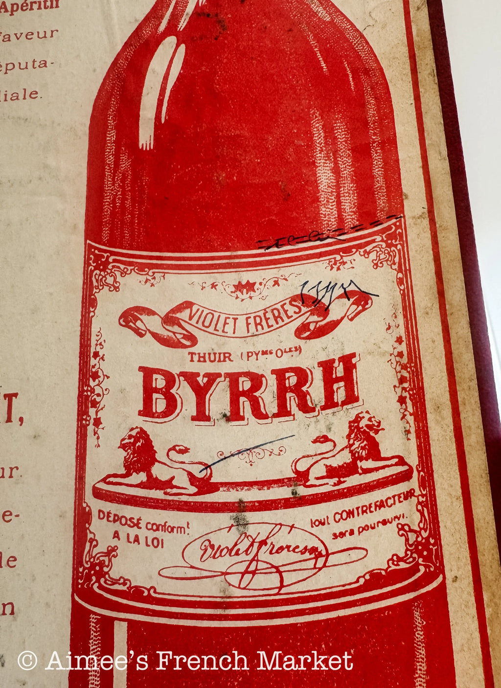 Antique French Byrrh Advertising Display Card c.1900, Belle Époque Aperitif Art