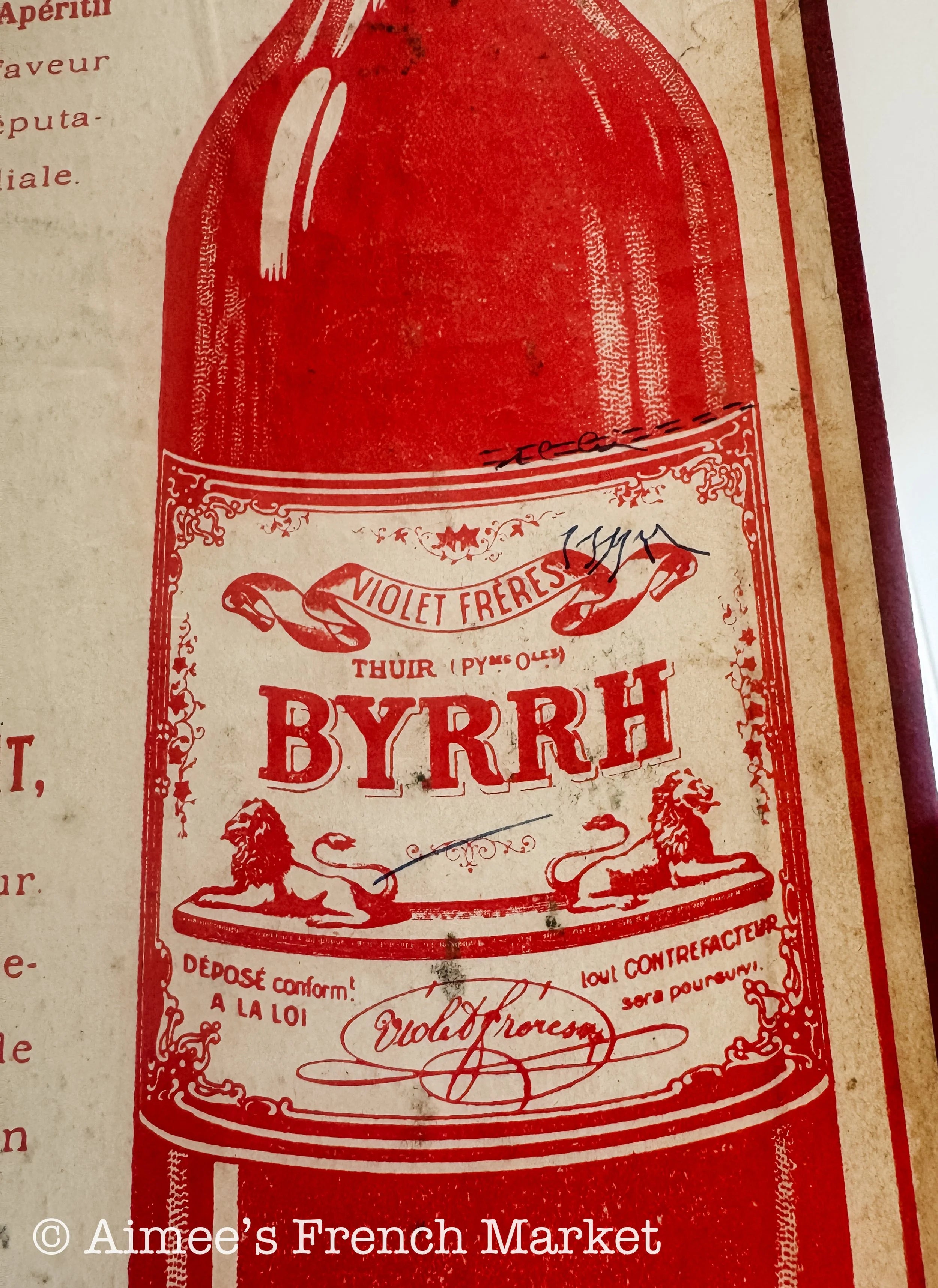 Antique French Byrrh Advertising Display Card c.1900, Belle Époque Aperitif Art