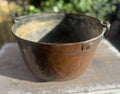 Antique French Copper Pot 11” | Rustic Copper Bowl w/ Iron Handles