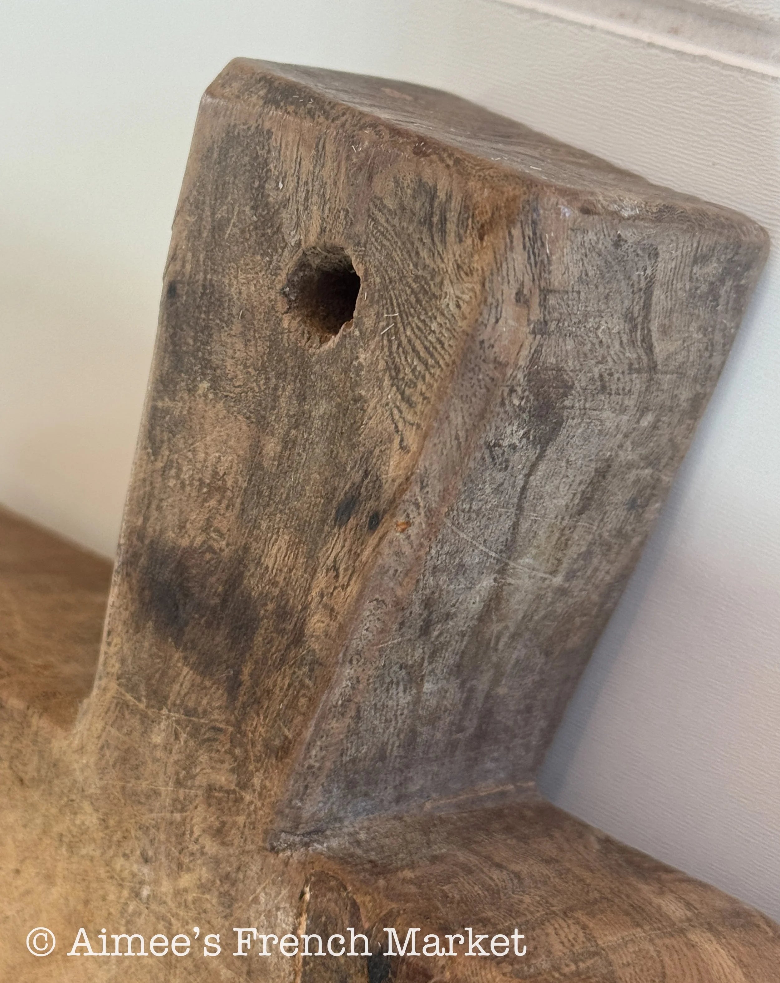 Antique Rectangular French Rustic Cutting Board, Original Patina & Markings