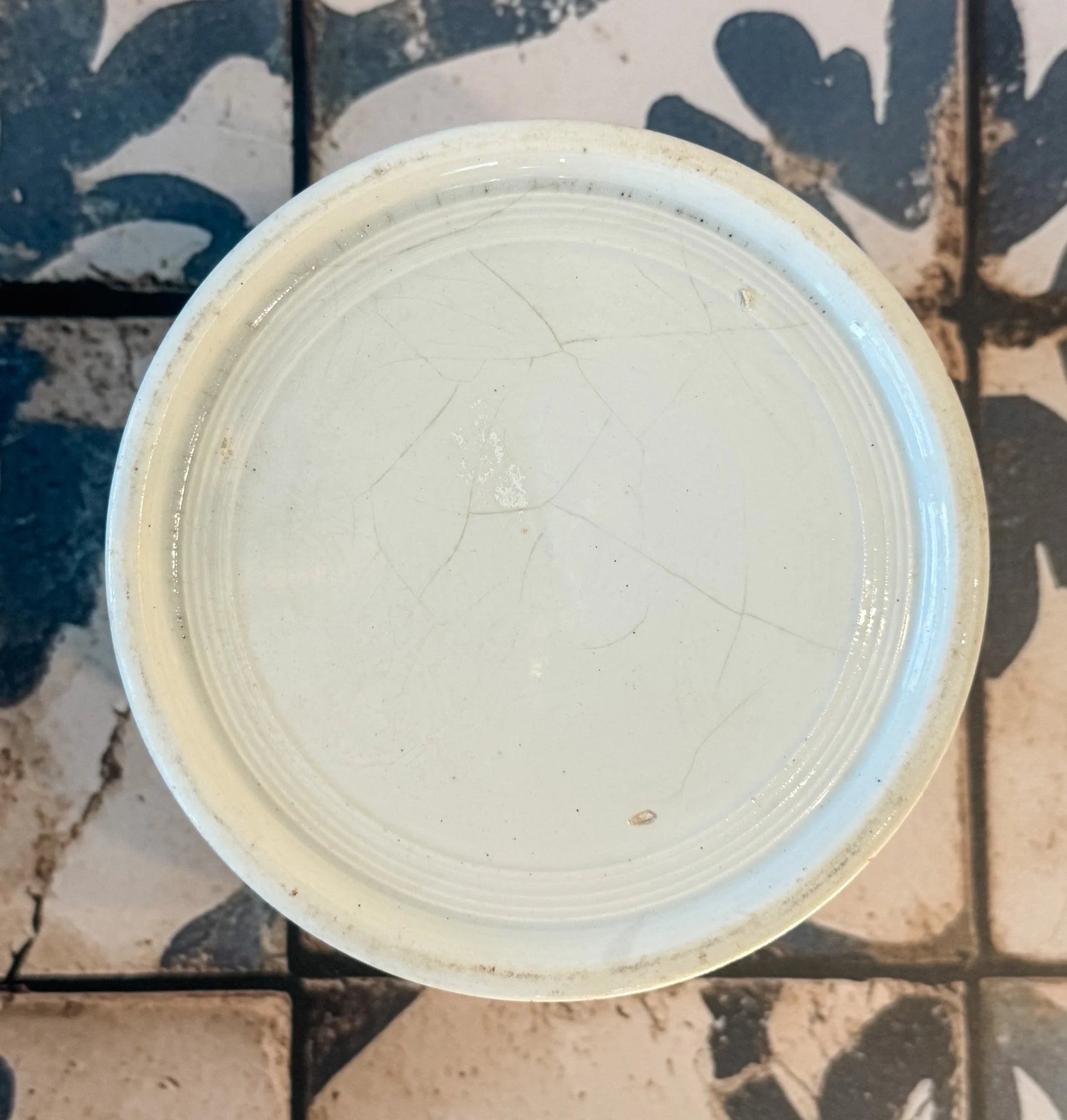 Vintage French White Stoneware Crock