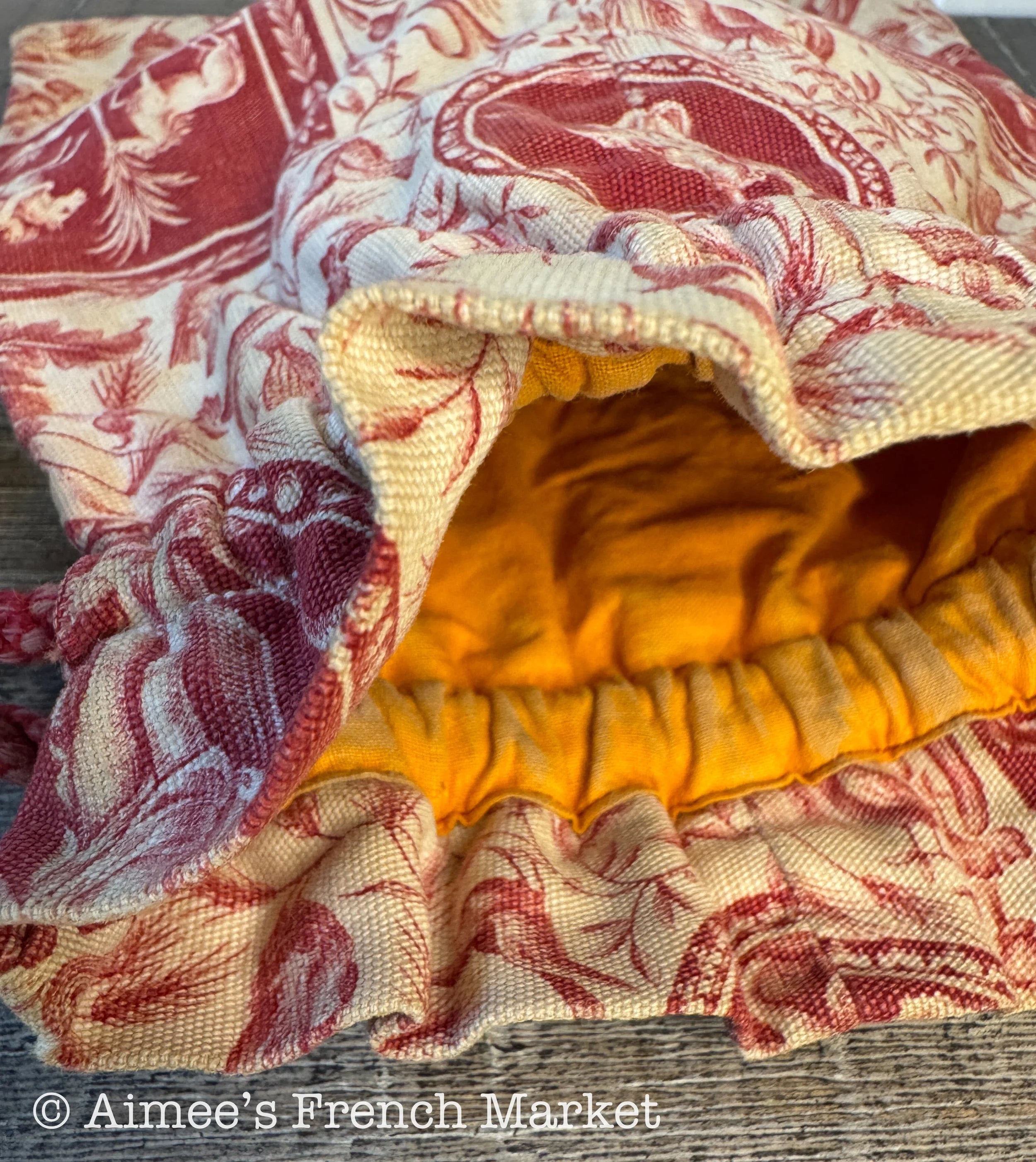 Vintage French Toile Pouch, Large