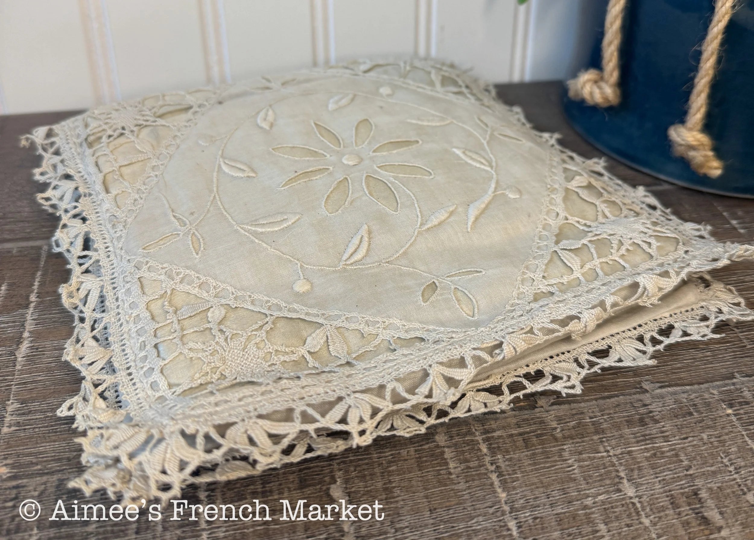 Antique French Linen Sewing Organizer, c. 1890s