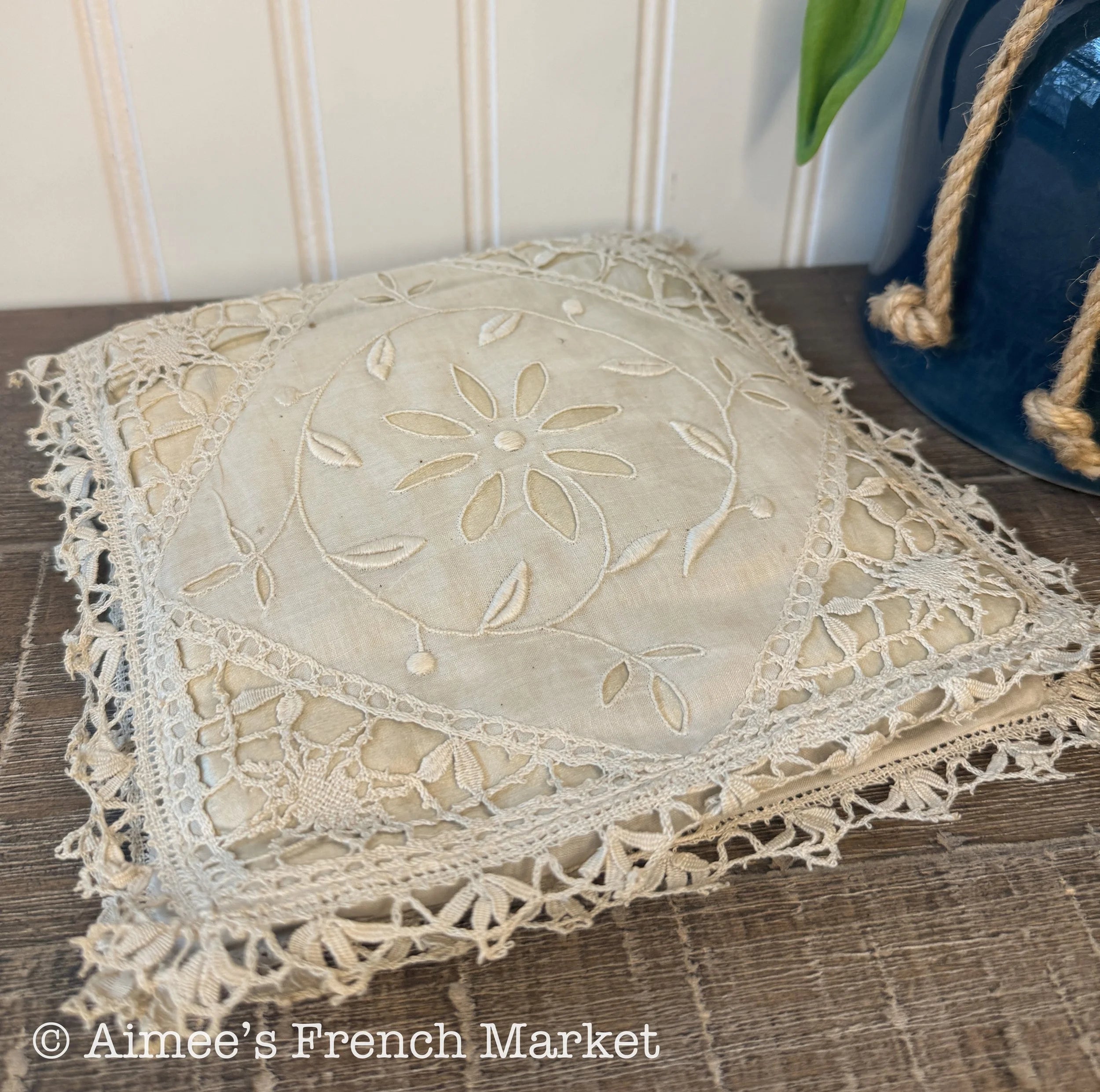 Antique French Linen Sewing Organizer, c. 1890s