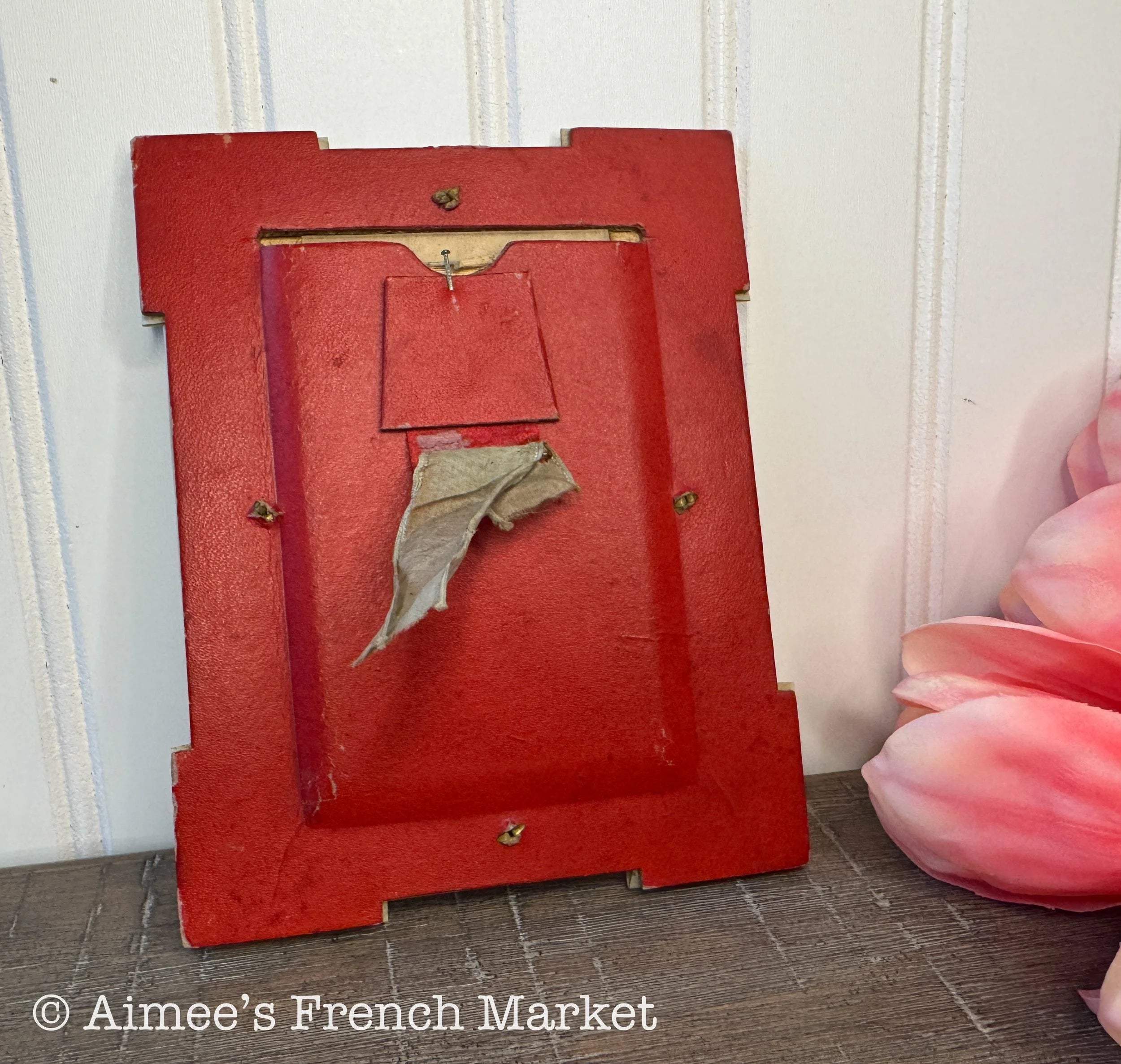 Rare French Antique Celluloid Photo Frame with Original Photo