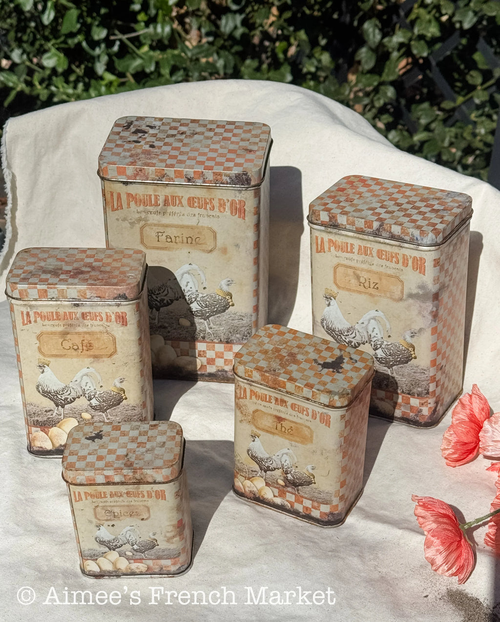 French Vintage Kitchen Canisters, c. 1970