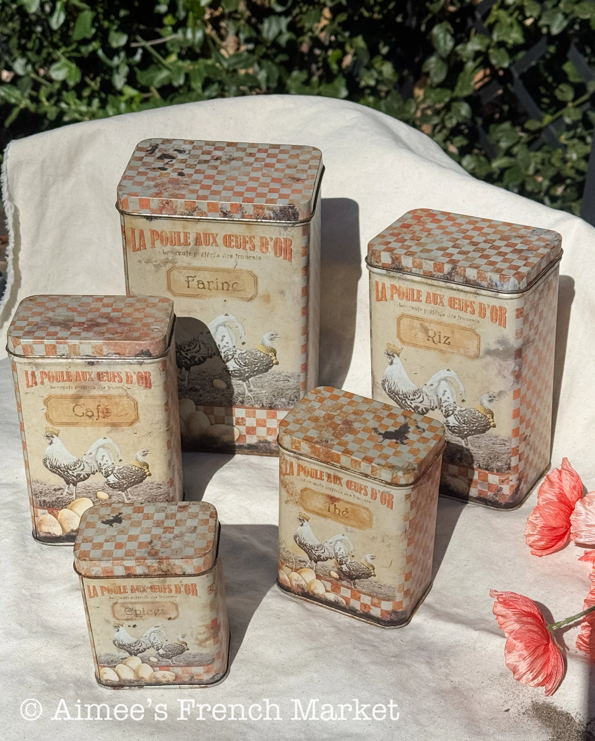 French Vintage Kitchen Canisters, c. 1970