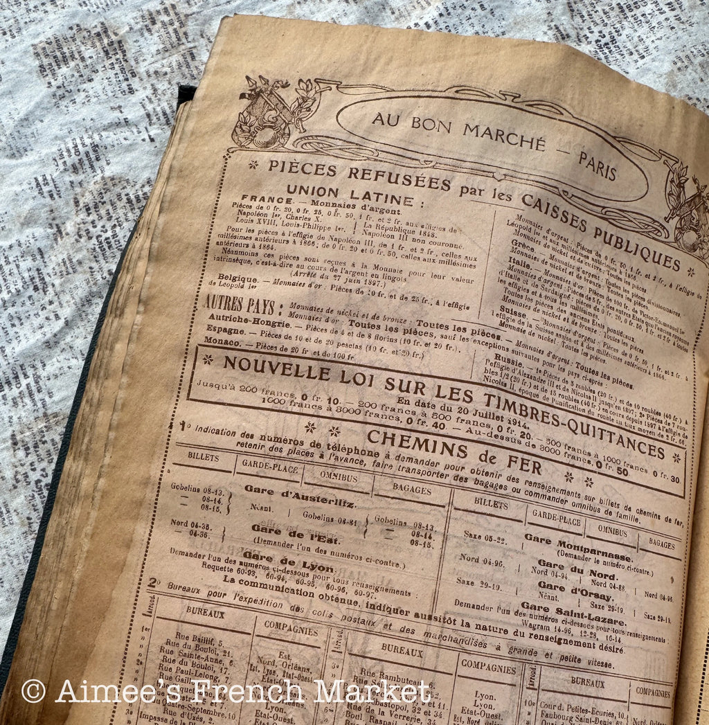 Antique Agenda from Le Bon Marche Dept Store in Paris, 1916 - Agenda/Diary/Calendar/Workbook