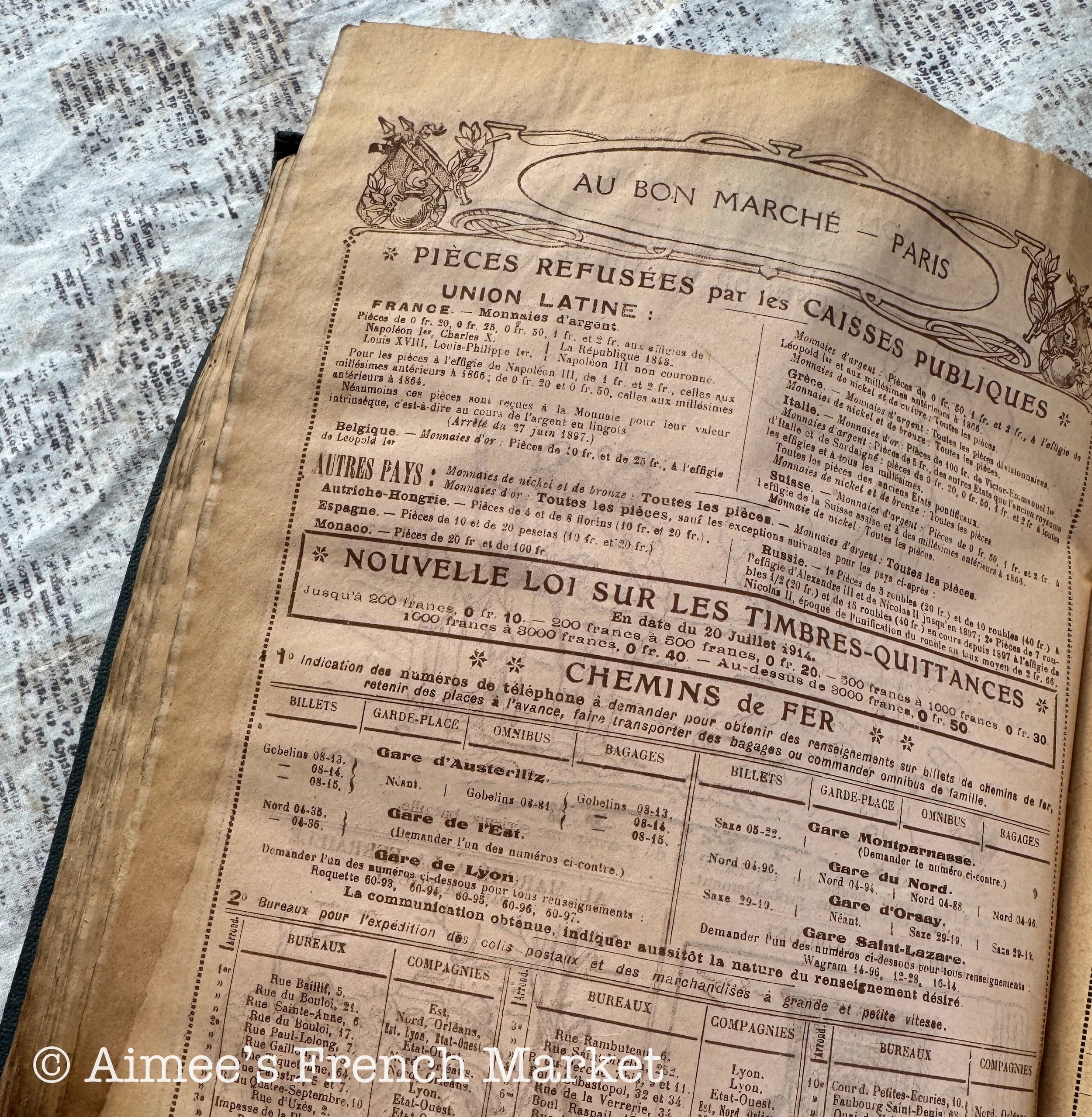 Antique Agenda from Le Bon Marche Dept Store in Paris, 1916 - Agenda/Diary/Calendar/Workbook