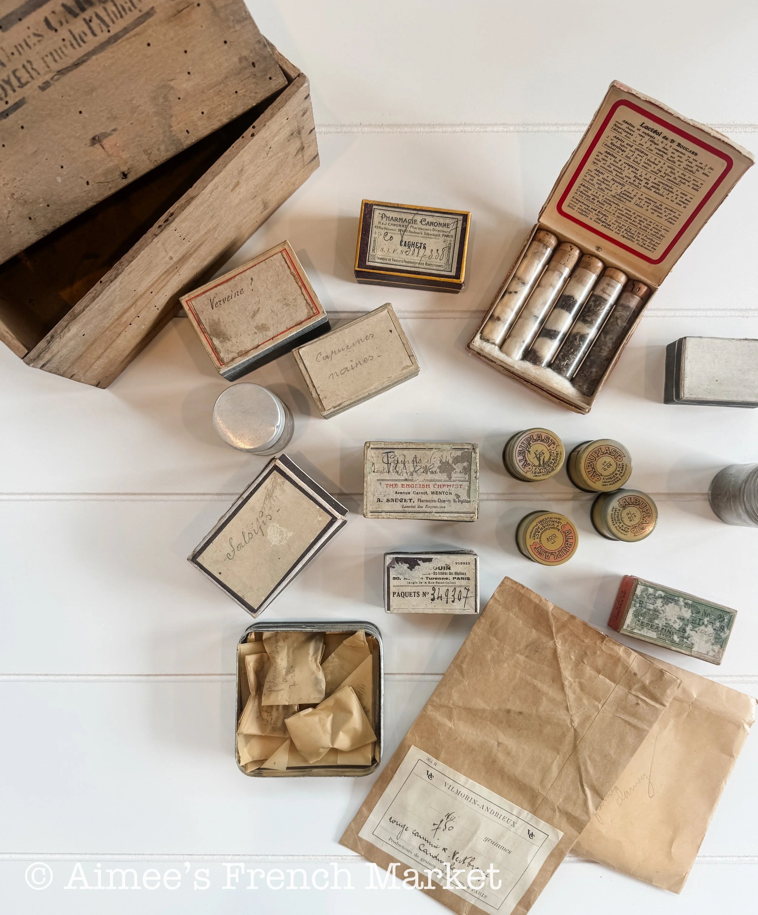 Antique French Seed Collection – Vilmorin-Andrieux, Jardin Ephemera in Wood Crate, 19th Century Gardenalia, Potager Decor