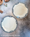 Antique French Blue Transferware Plates Set of 2 | Salins Jumièges Terre de Fer | Ironstone Soup Plates | French Country Tableware