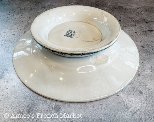 Antique French Ironstone Pedestal Cake Stand (Compotier / Présentoir à Gâteau), Saint-Amand et Hamage, Nord