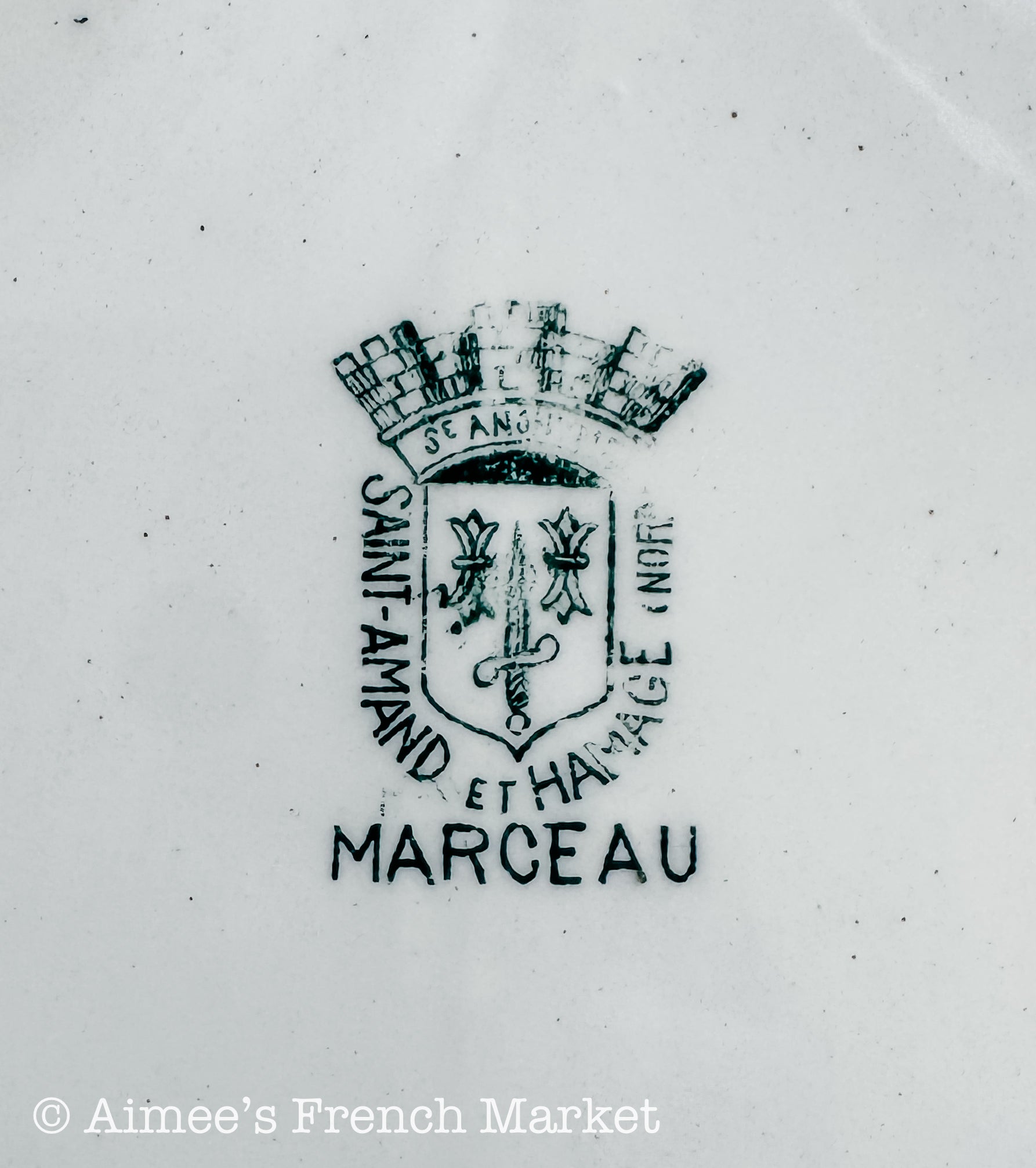 Antique French Green Transferware Oval Serving Platters — Saint-Amand et Hamage Nord, "Marceau" Pattern, c. 1900-1930