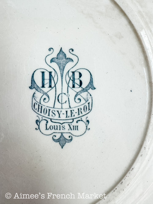 Antique French Ironstone Dinner Plates — H.B. & Cie, Choisy-le-Roi, "Louis XIII" Pattern, Set of 4, circa 1863–1920
