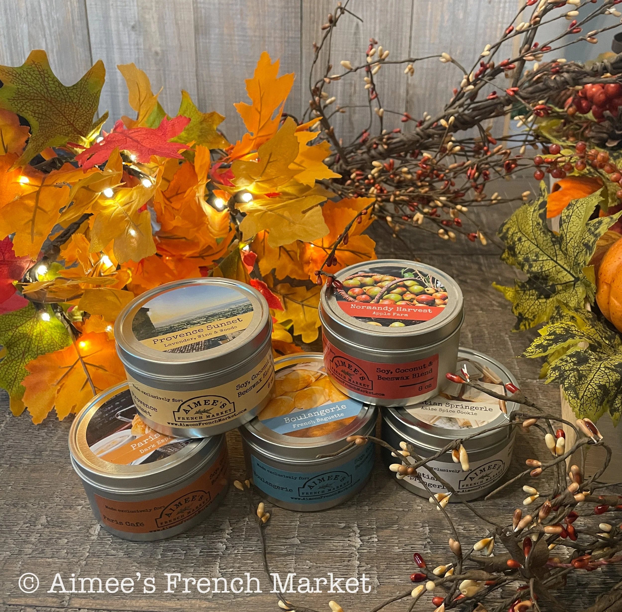 Autumn Fall Candle Collection made exclusively for Aimee's French Market
