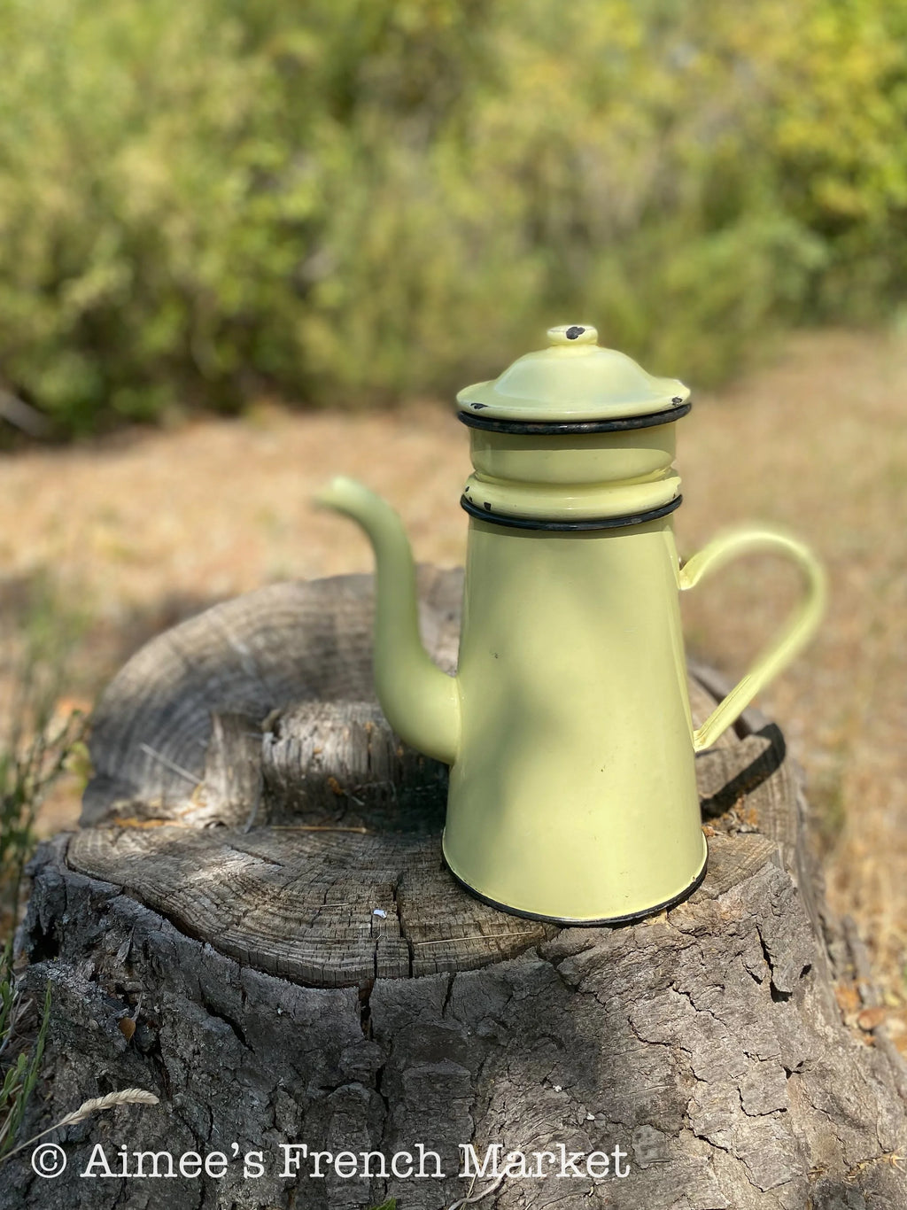 Vintage Enamelware Coffee Pot, Yellow, 4 pieces - c. 1920s