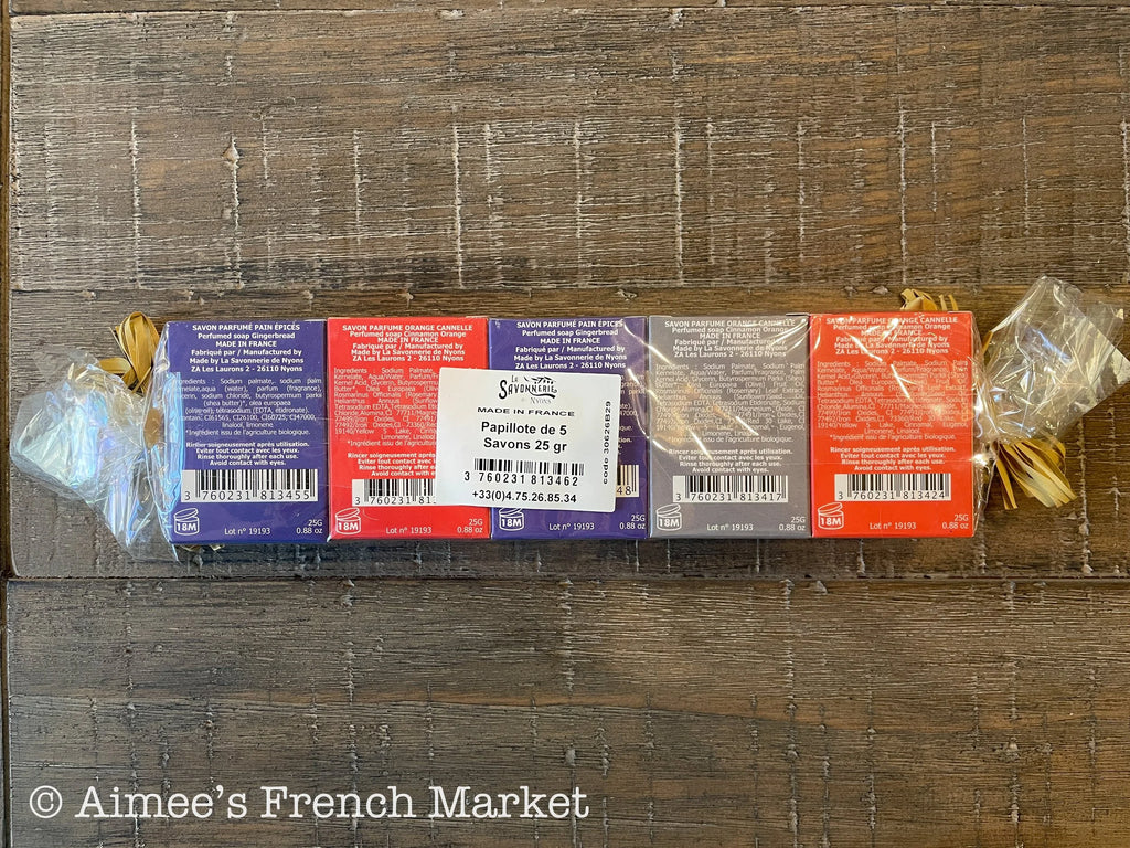 Christmas Guest Soaps - Savon de Marseille, Great stocking stuffer - Set of 5
