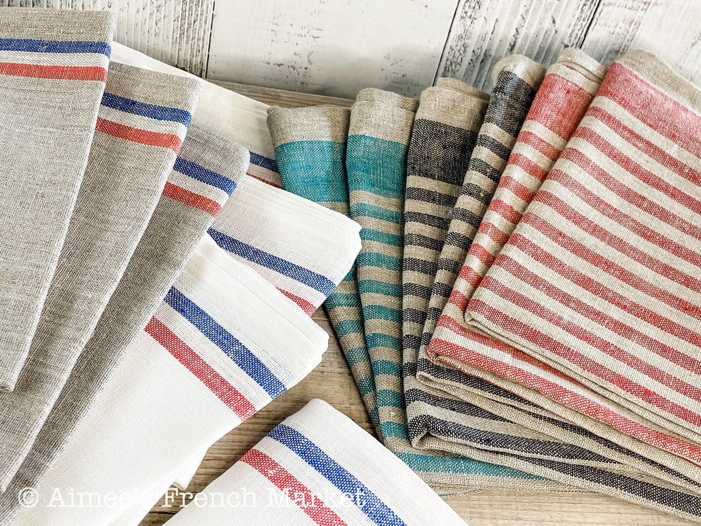 Handmade French Linen Kitchen Towels | Authentic French Christmas Gift