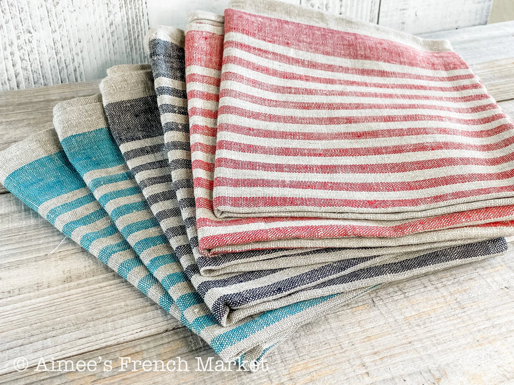 Handmade French Linen Kitchen Towels | Authentic French Christmas Gift