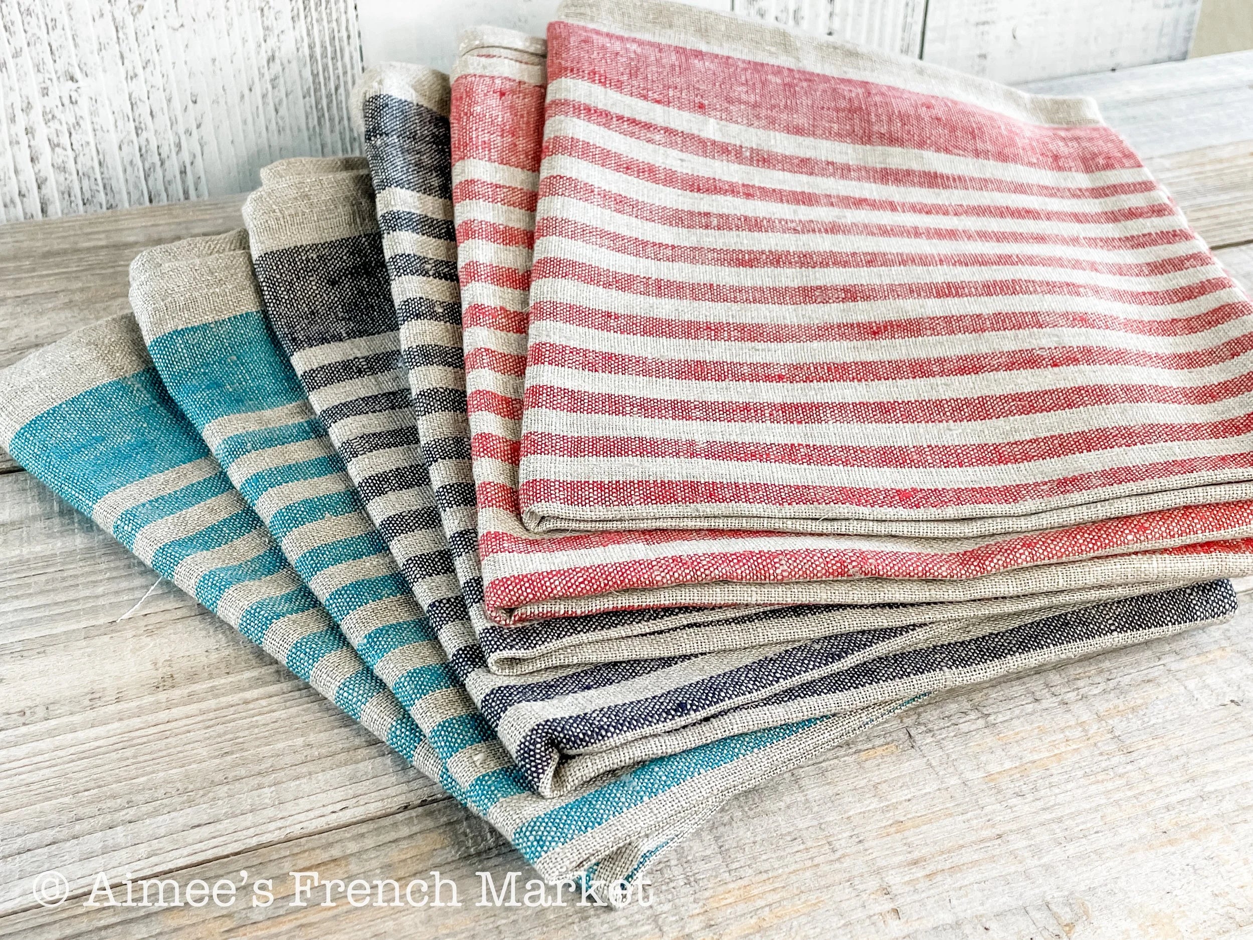 Handmade French Linen Kitchen Towels | Authentic French Christmas Gift