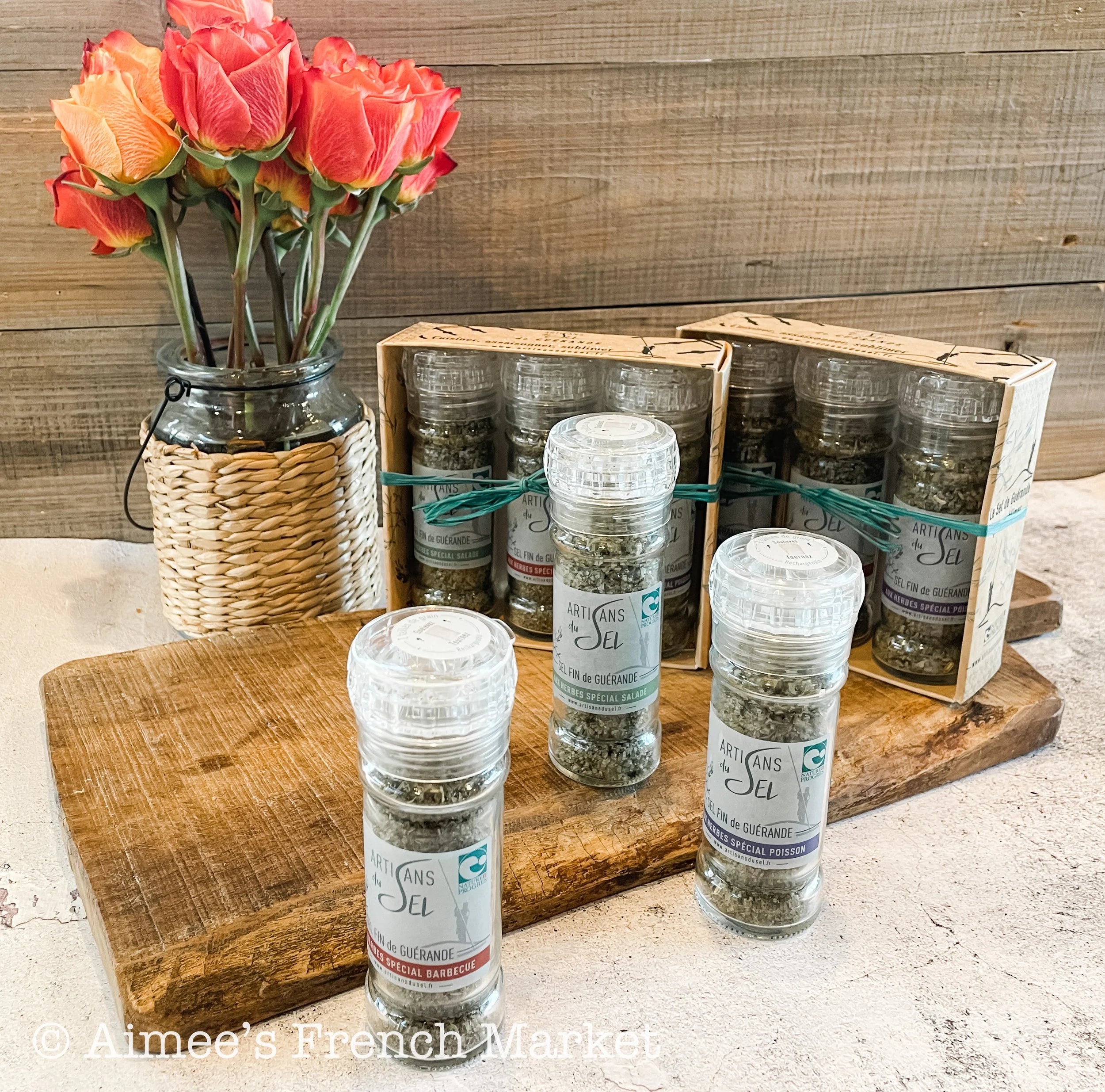 Fleur de Sel Guerande (from Brittany) - Salade Trio with Grinders - Small Production Salt