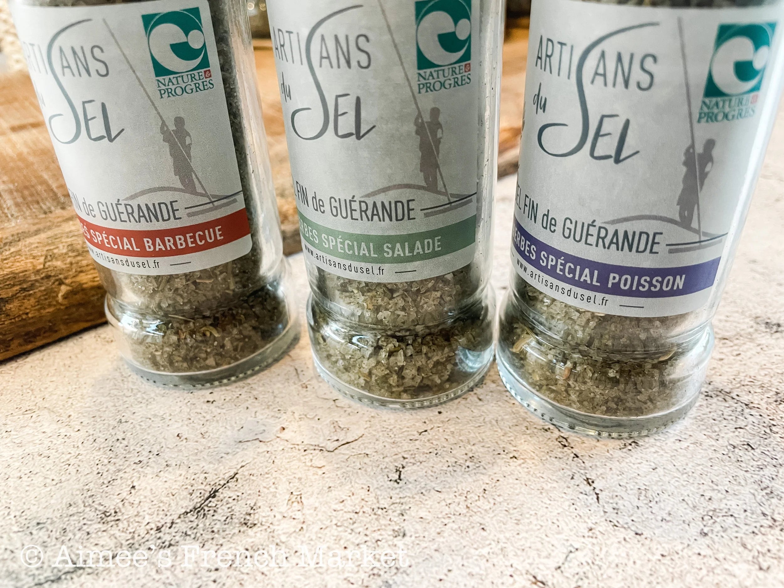 Fleur de Sel Guerande (from Brittany) - Salade Trio with Grinders - Small Production Salt