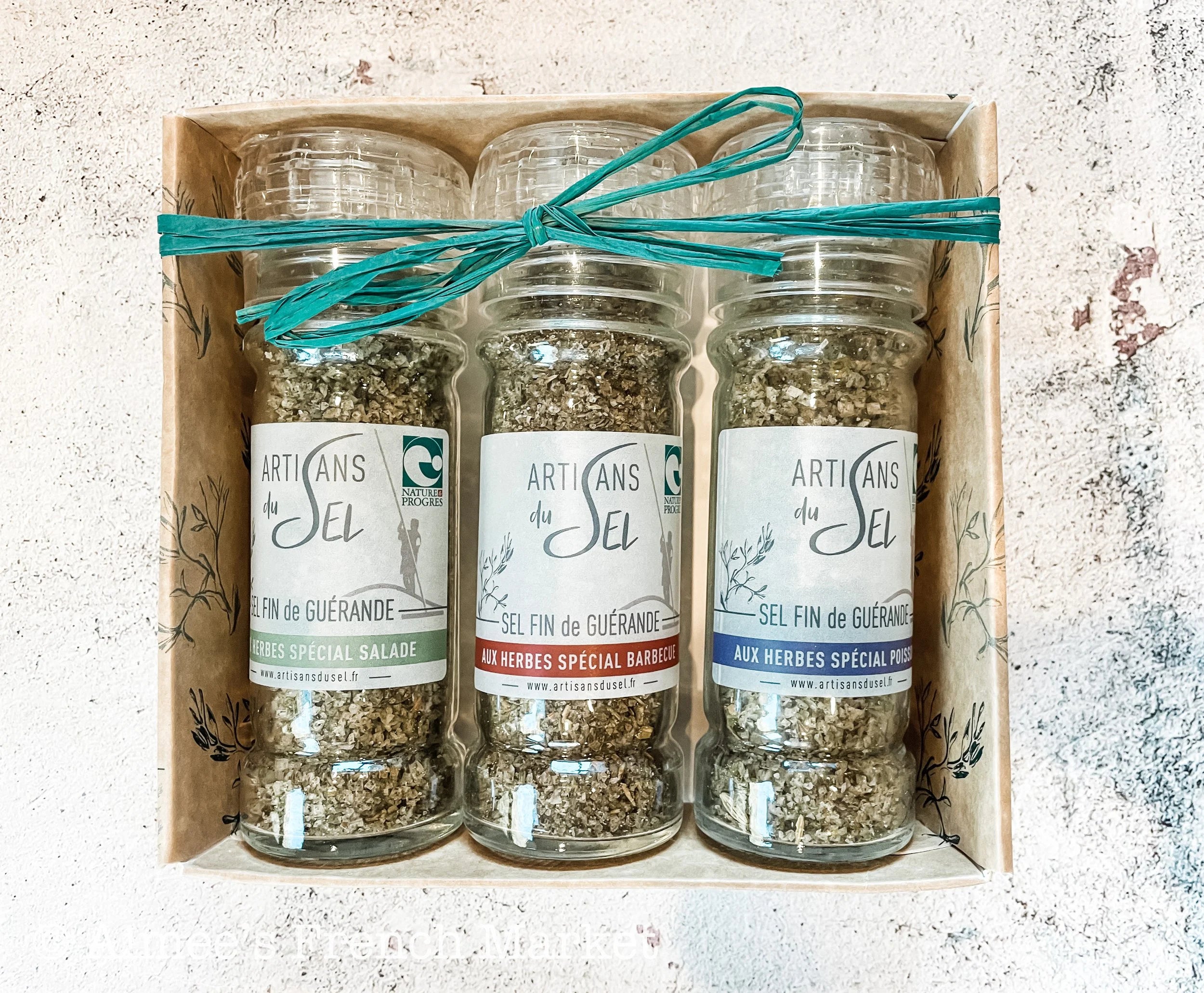 Fleur de Sel Guerande (from Brittany) - Salade Trio with Grinders - Small Production Salt