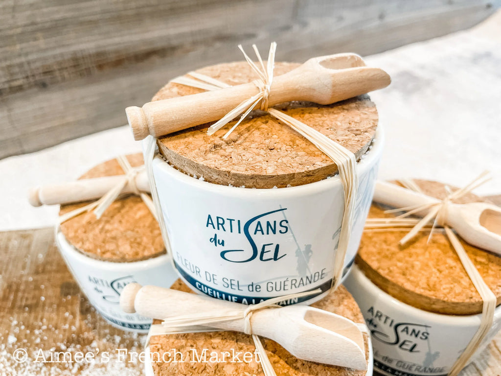 Fleur de Sel Guerande (from Brittany) - Ceramic Jar with Scoop - Small Production Salt, 100g.