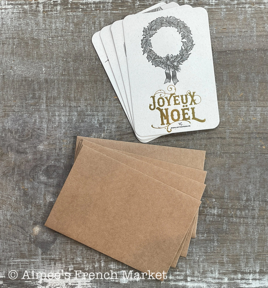 50% off - Holiday Greeting Cards, Set of 4  - Handmade in Paris