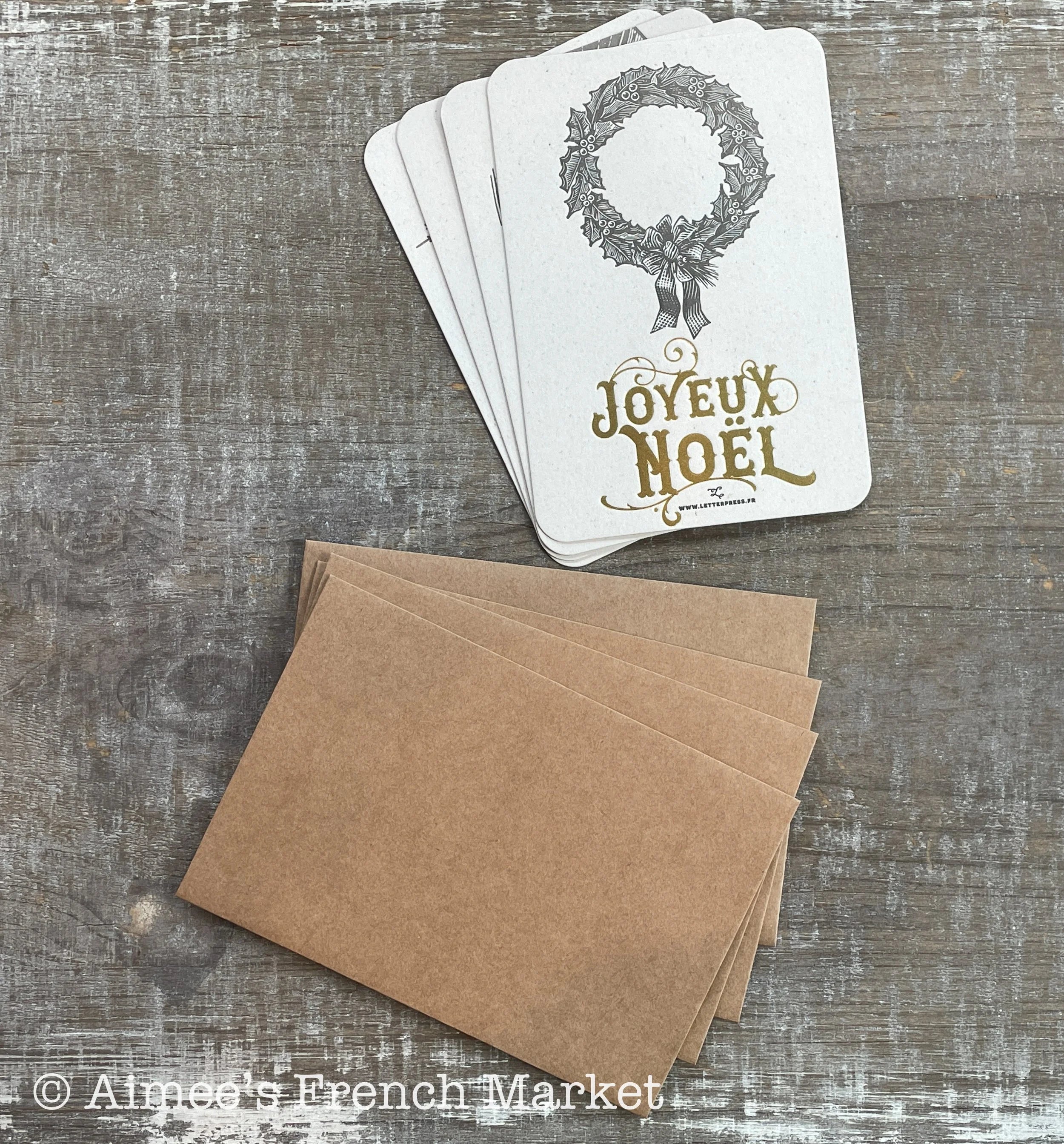 50% off - Holiday Greeting Cards, Set of 4  - Handmade in Paris