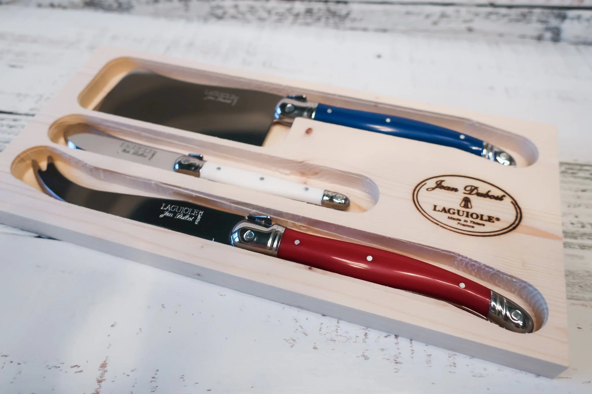 Laguiole Cheese set in French colors - Jean Dubost