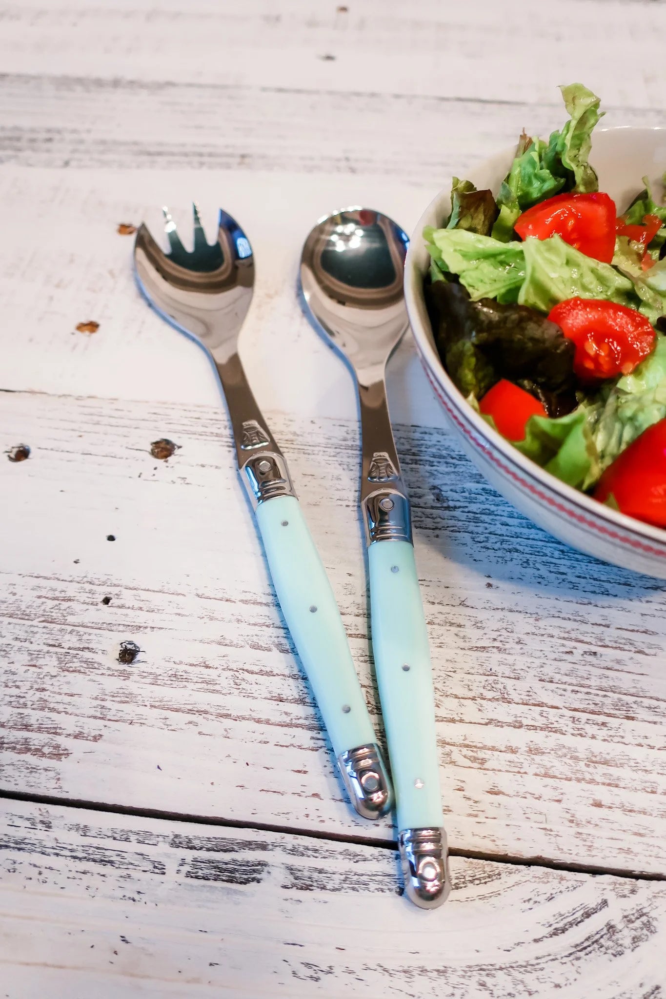 French Laguiole Salad Server Set - Back in Red and Blue!