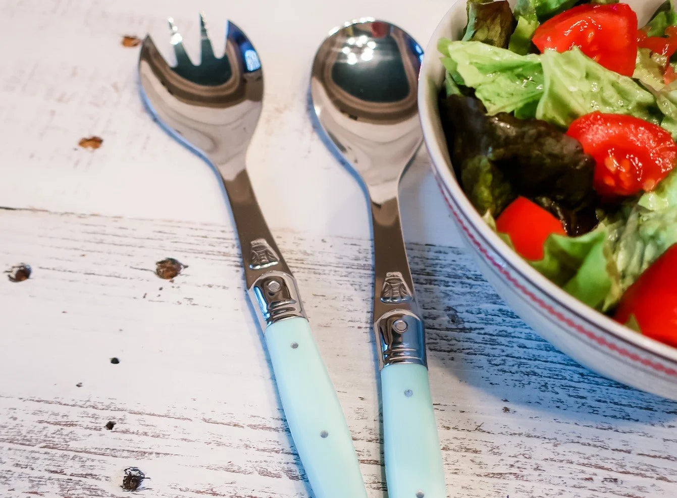 French Laguiole Salad Server Set - Back in Red and Blue!