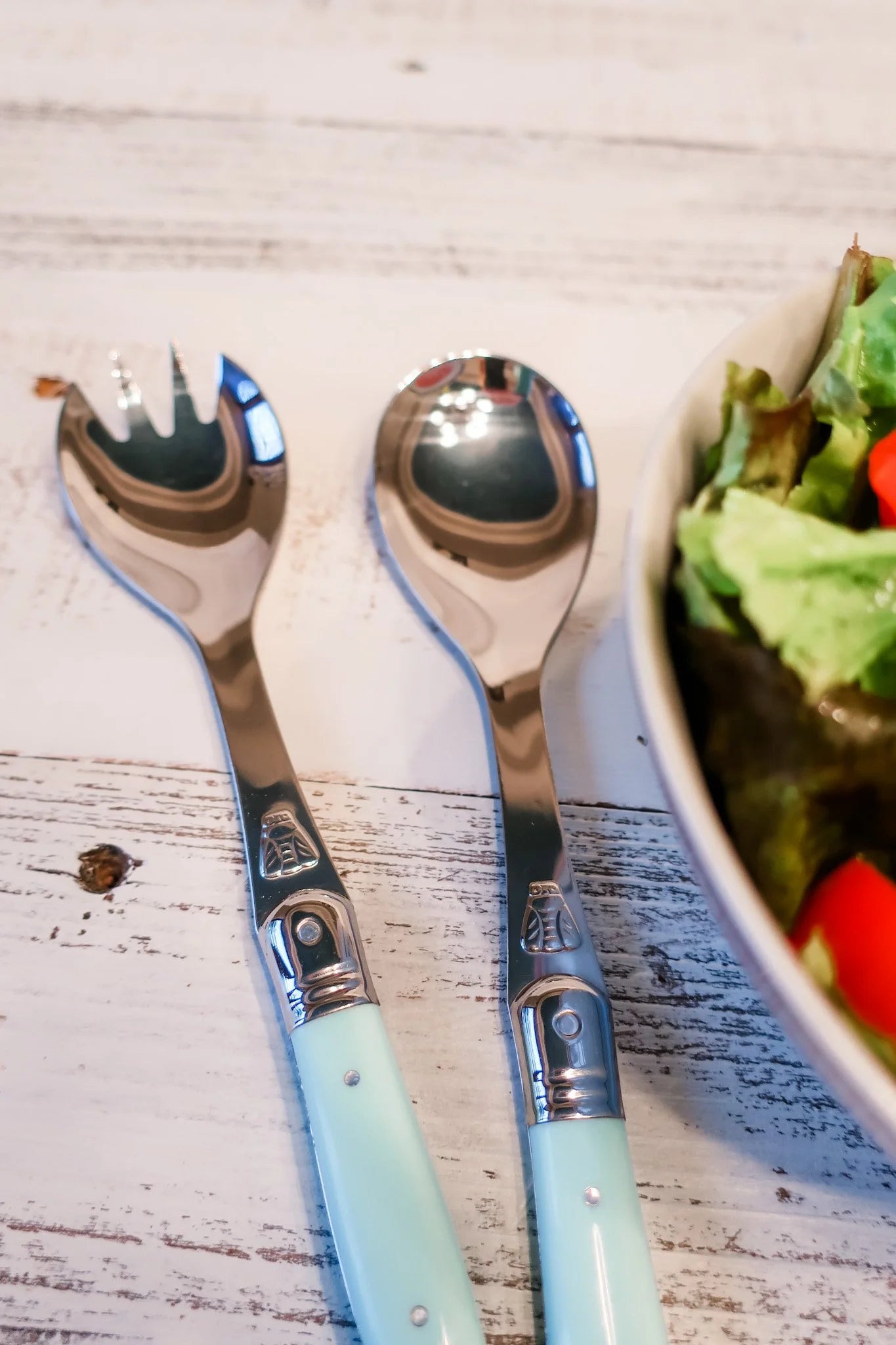 French Laguiole Salad Server Set - Back in Red and Blue!