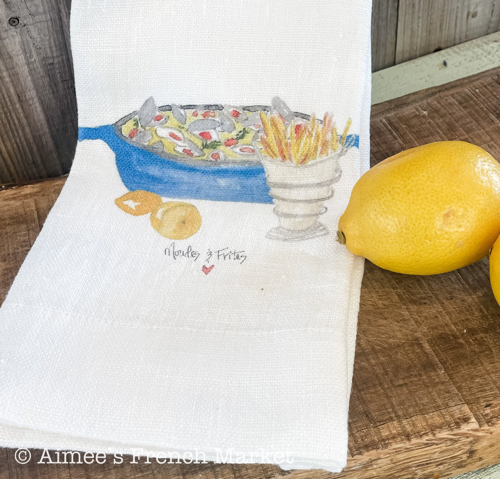 French-themed 100% Soft Linen Towels