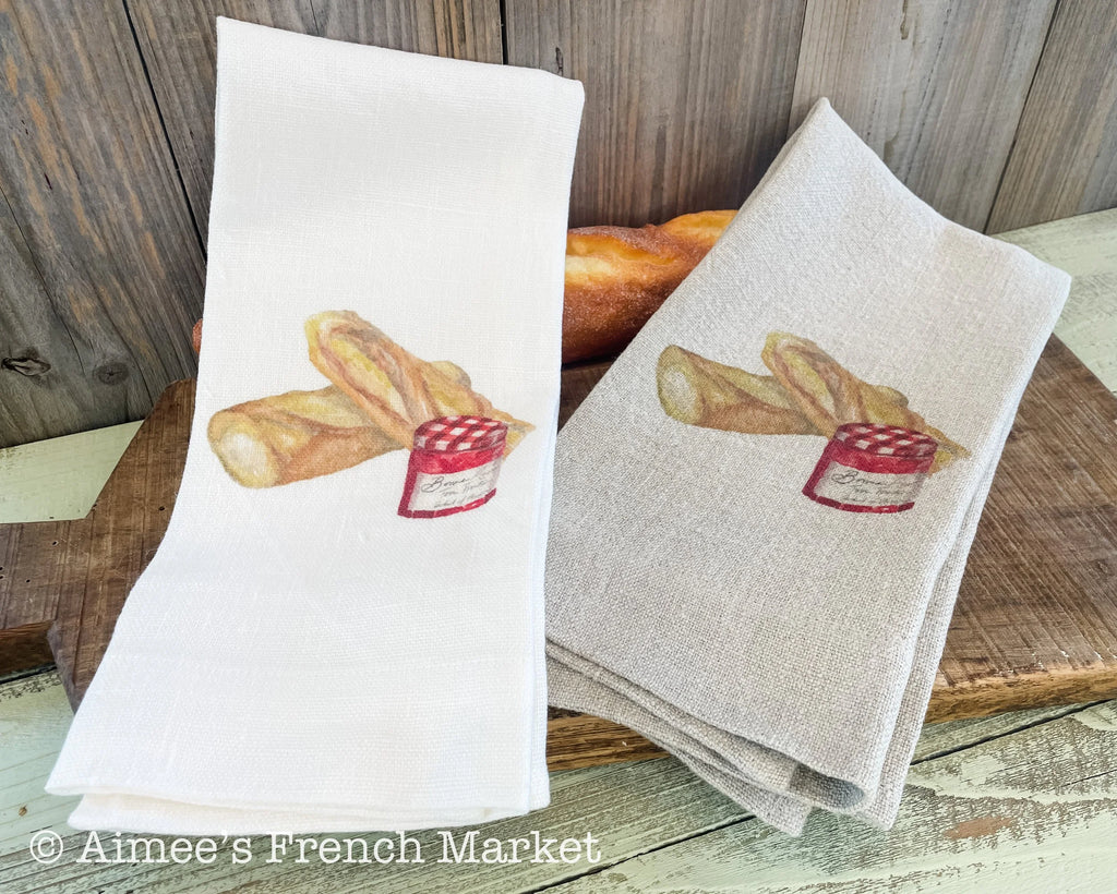 French-themed 100% Soft Linen Towels